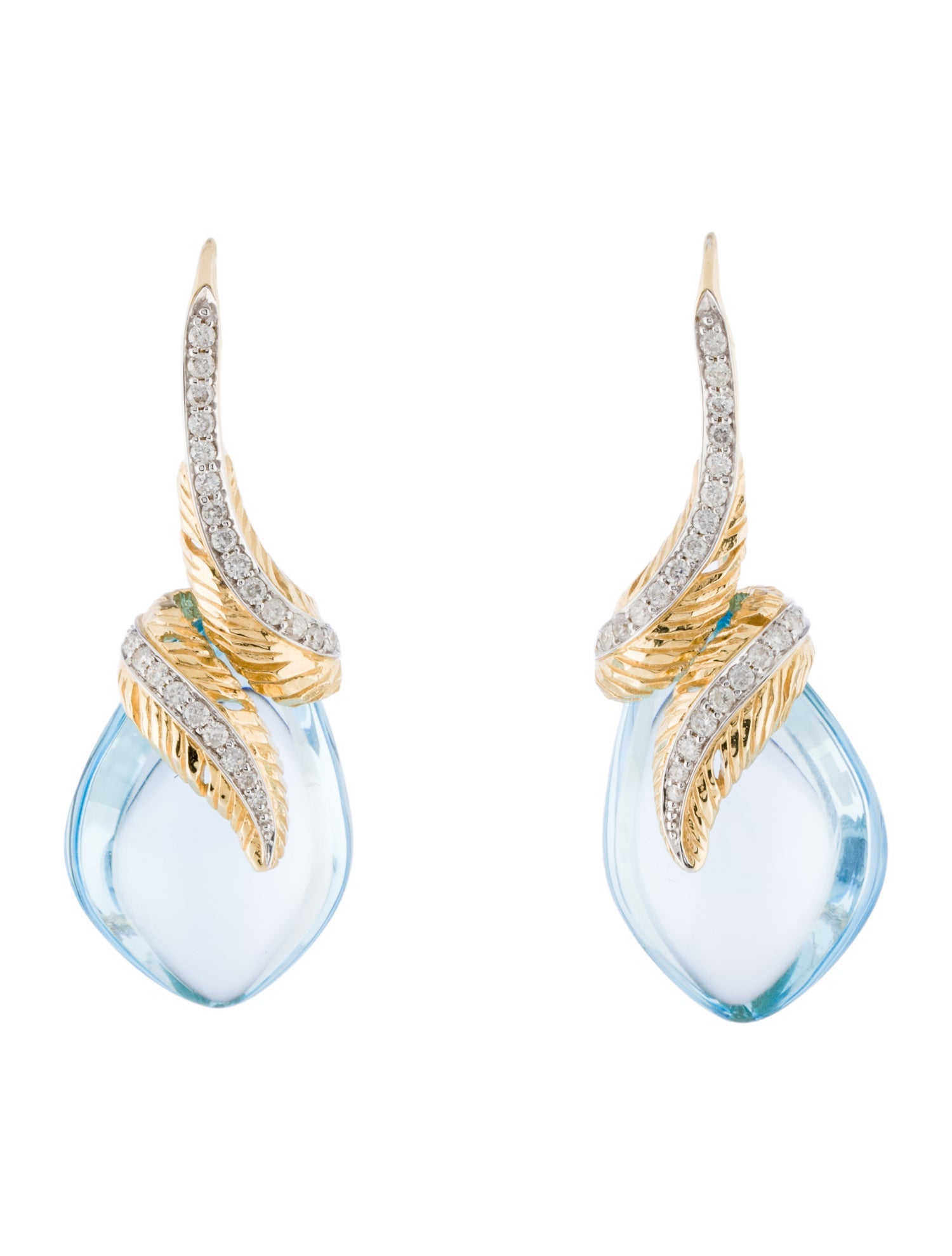 Michael Aram 18K Topaz & Diamond Feather Wrap Drop Earrings