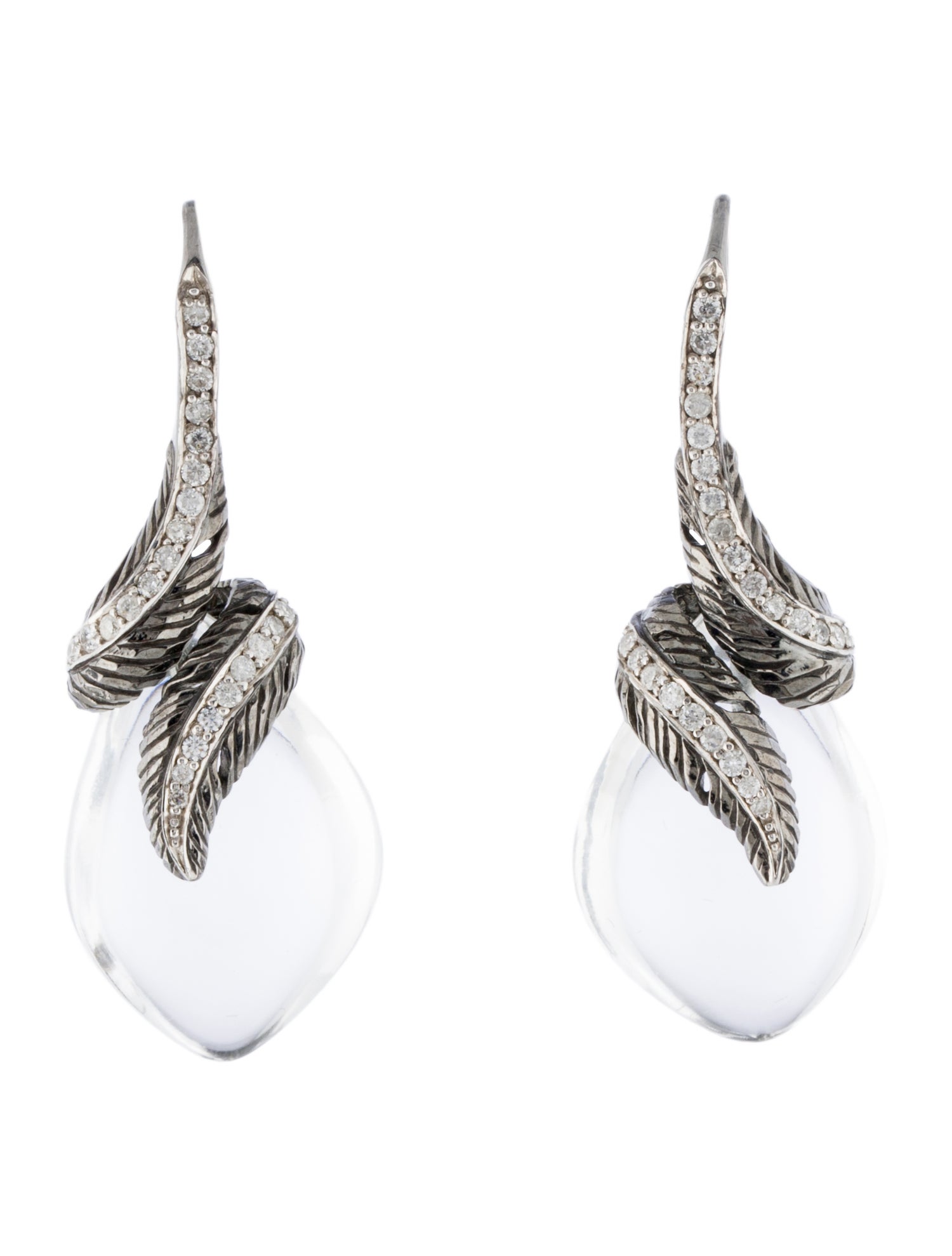 Michael Aram Quartz & Diamond Feather Drop Earrings