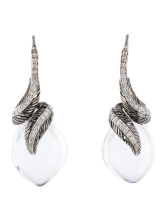 Michael Aram Quartz & Diamond Feather Drop Earrings