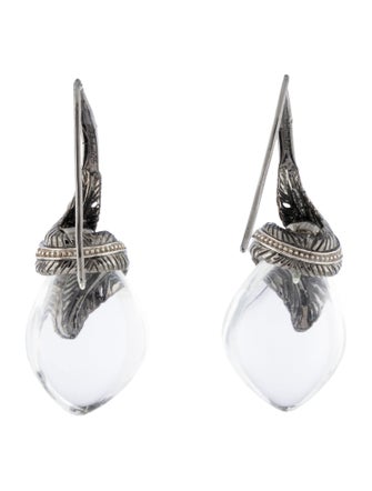 Michael Aram Quartz & Diamond Feather Drop Earrings