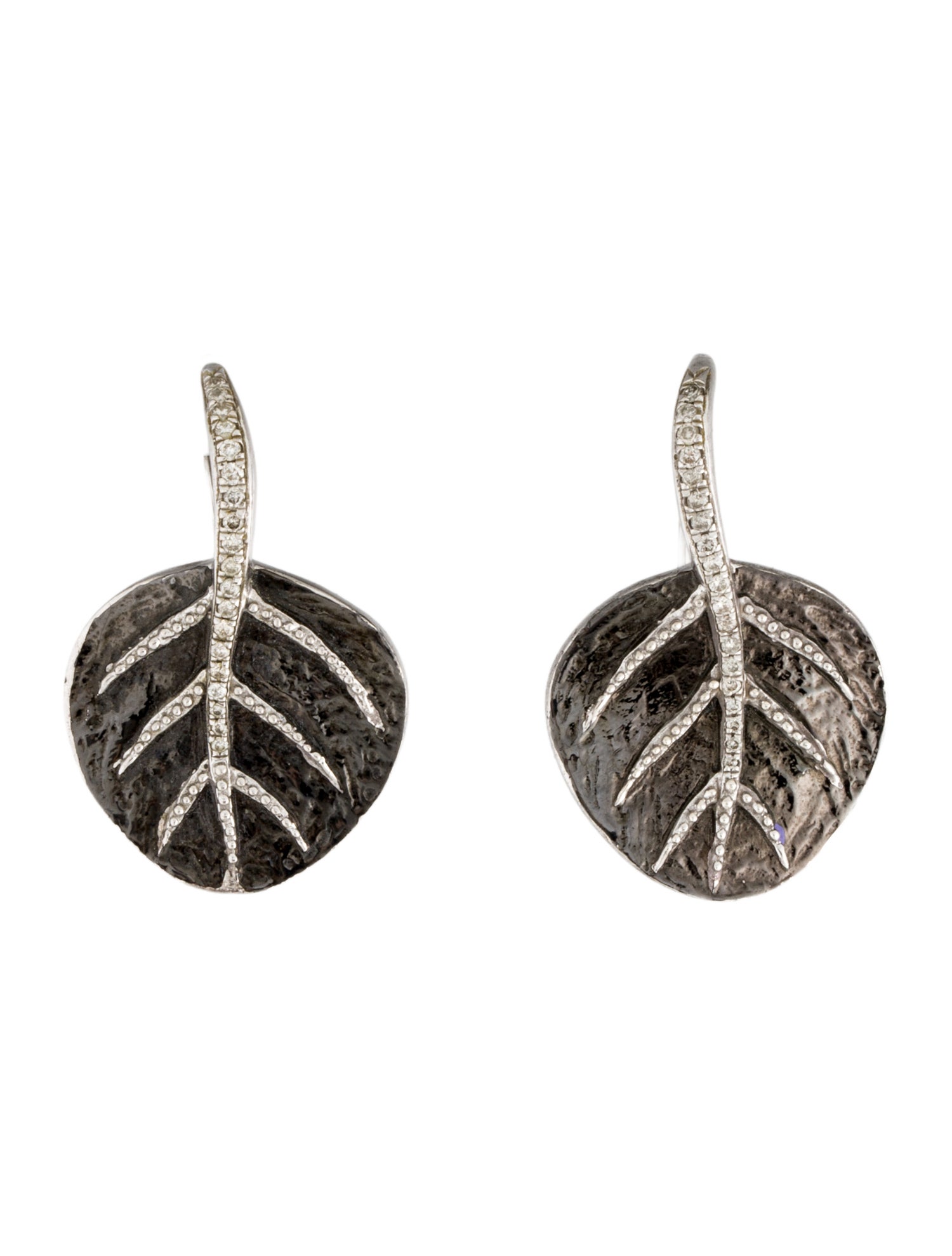 Michael Aram Diamond Botanical Leaf Drop Earrings