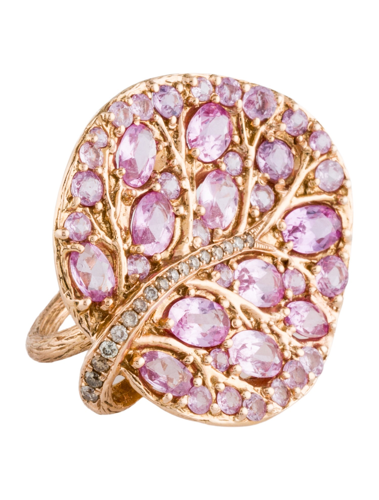 Michael Aram 18K 6.80ctw Sapphire & Diamond Botanical Leaf Cocktail Ring