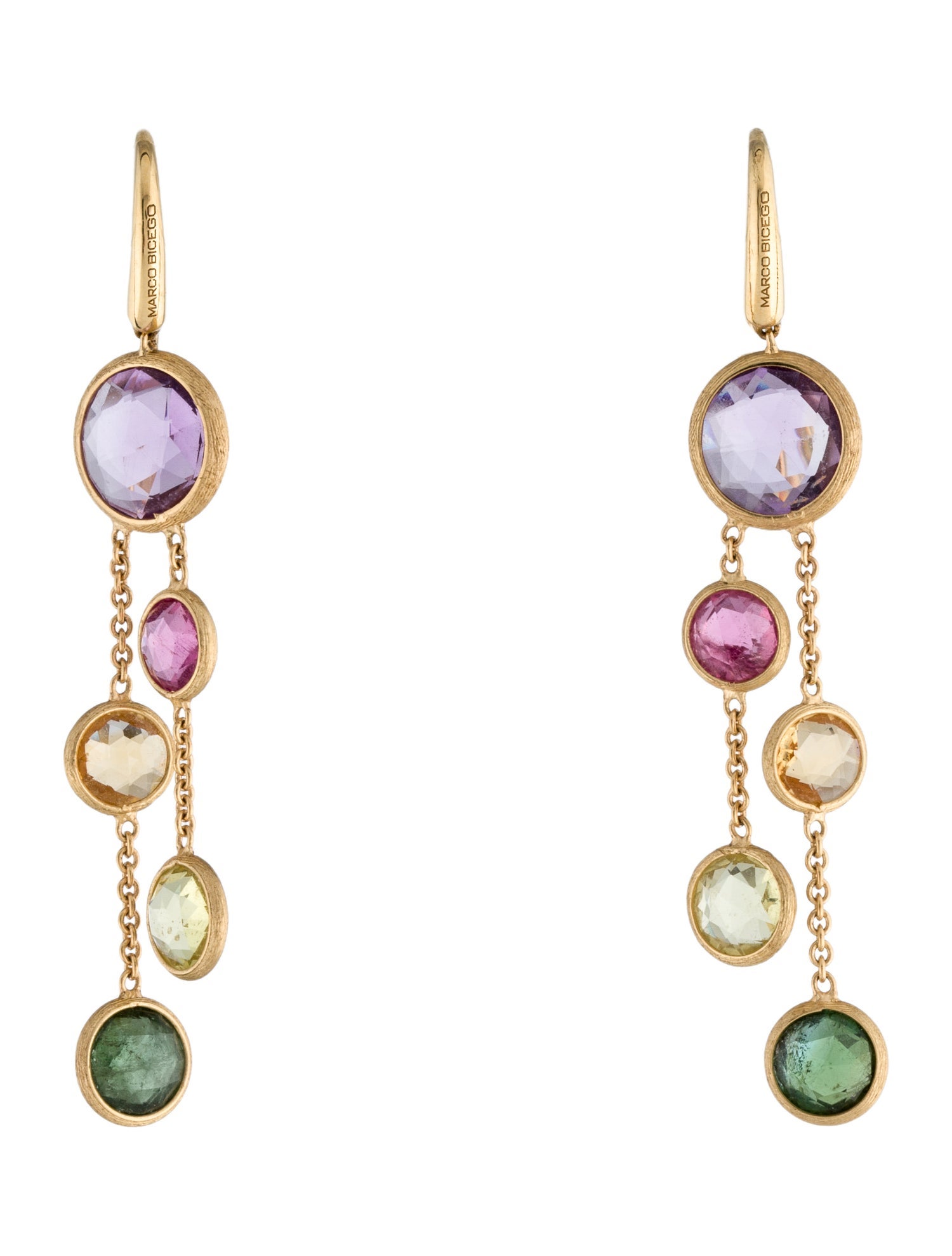 Marco Bicego 18K Amethyst, Citrine & Tourmaline 2-Strand Drop Earrings