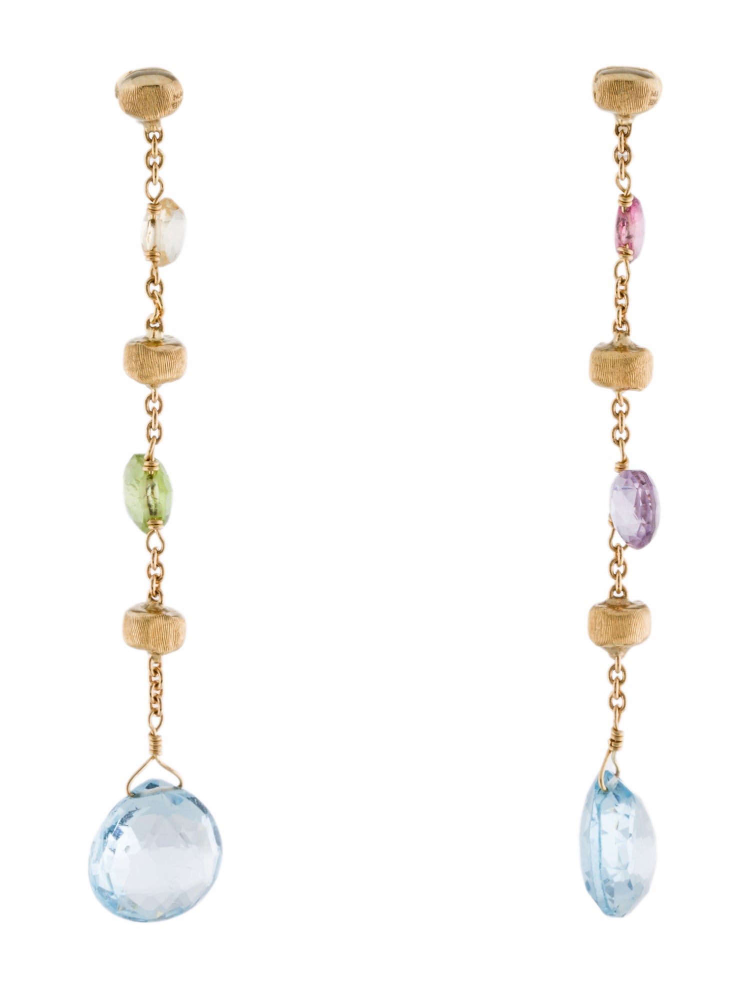 Marco Bicego 18K Multistone Long Paradise Drop Earrings