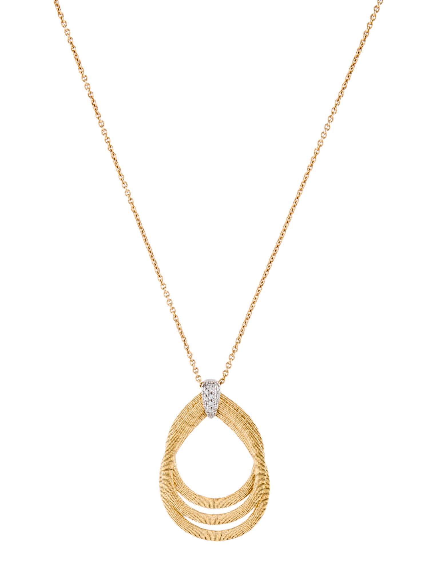 Marco Bicego 18K Diamond Cairo Triple Teardrop Pendant Necklace