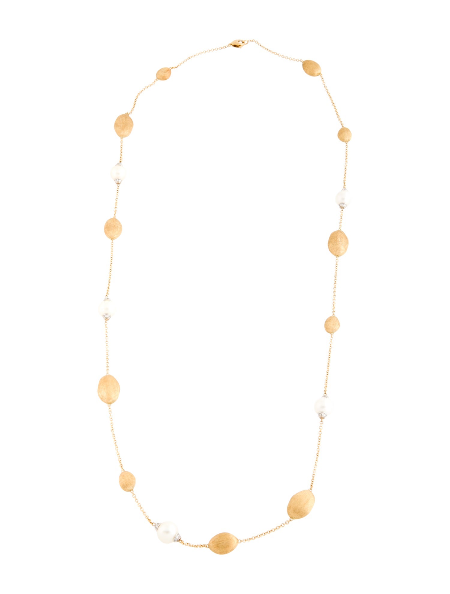 Marco Bicego 18K Pearl & Diamond Bean Station Necklace