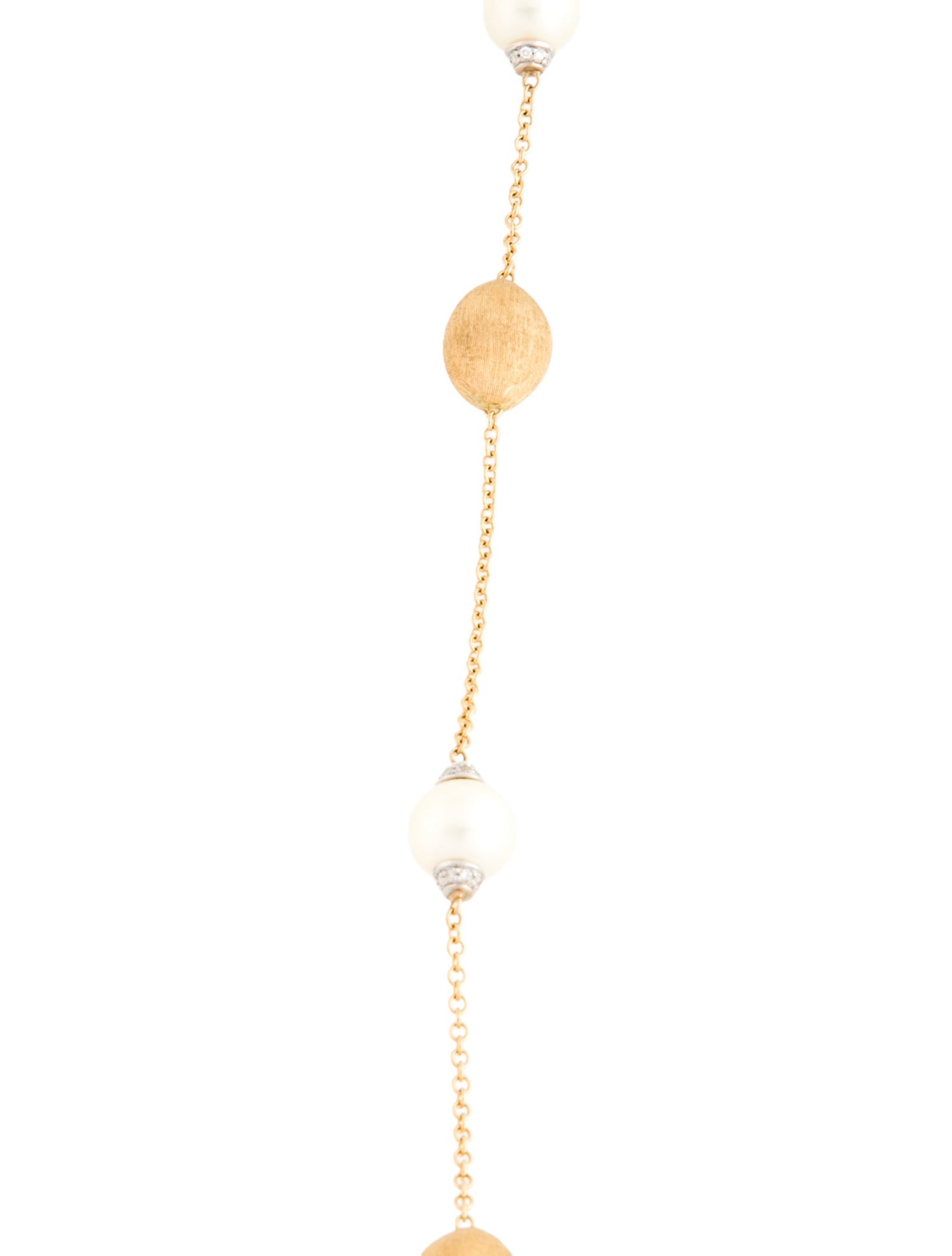 Marco Bicego 18K Pearl & Diamond Bean Station Necklace