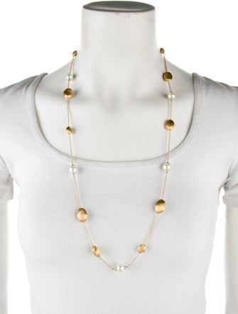 Marco Bicego 18K Pearl & Diamond Bean Station Necklace
