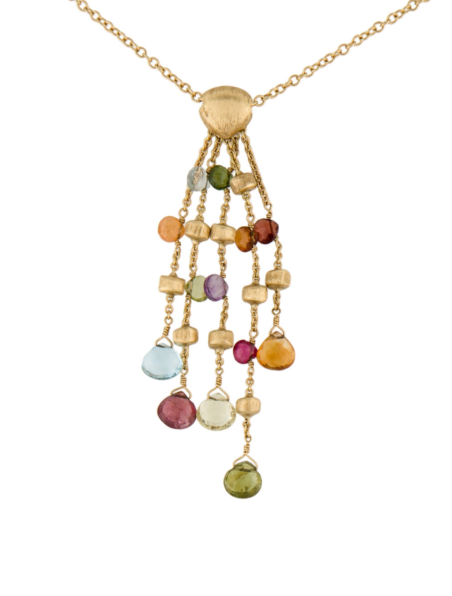Marco Bicego 18K Paradise Multi-stone Pendant Lariat Necklace