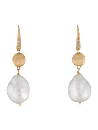 Marco Bicego 18K Pearl & Diamond Drop Earrings