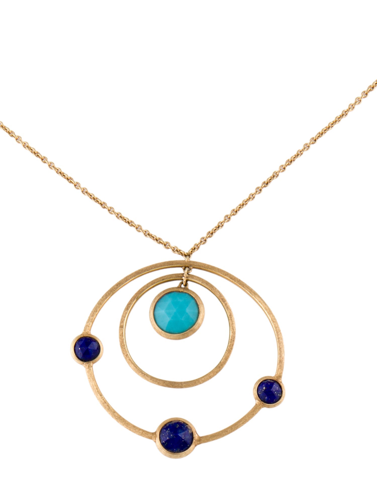 Marco Bicego 18K Turquoise & Lapis Lazuli Jaipur Circle Pendant Necklace