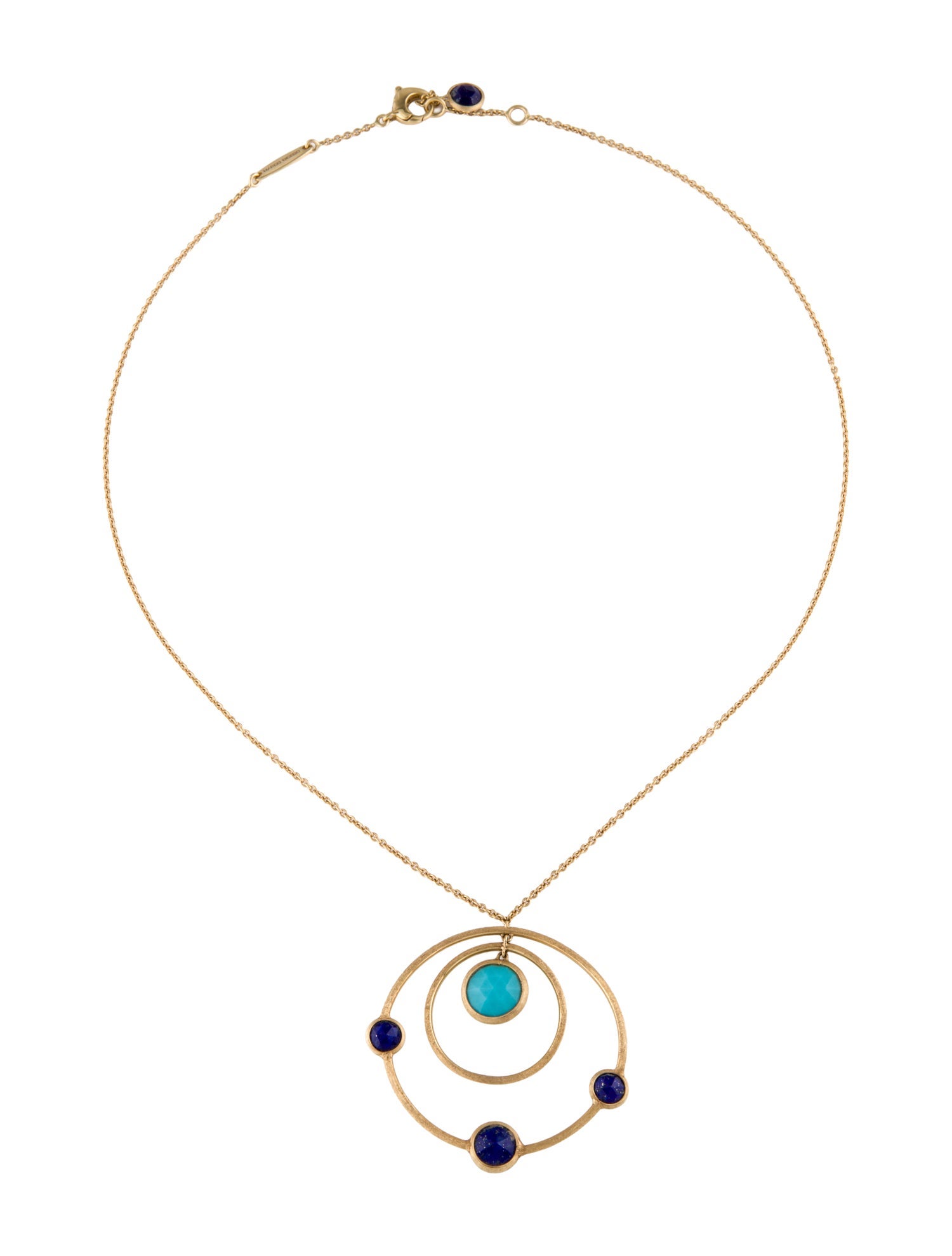 Marco Bicego 18K Turquoise & Lapis Lazuli Jaipur Circle Pendant Necklace