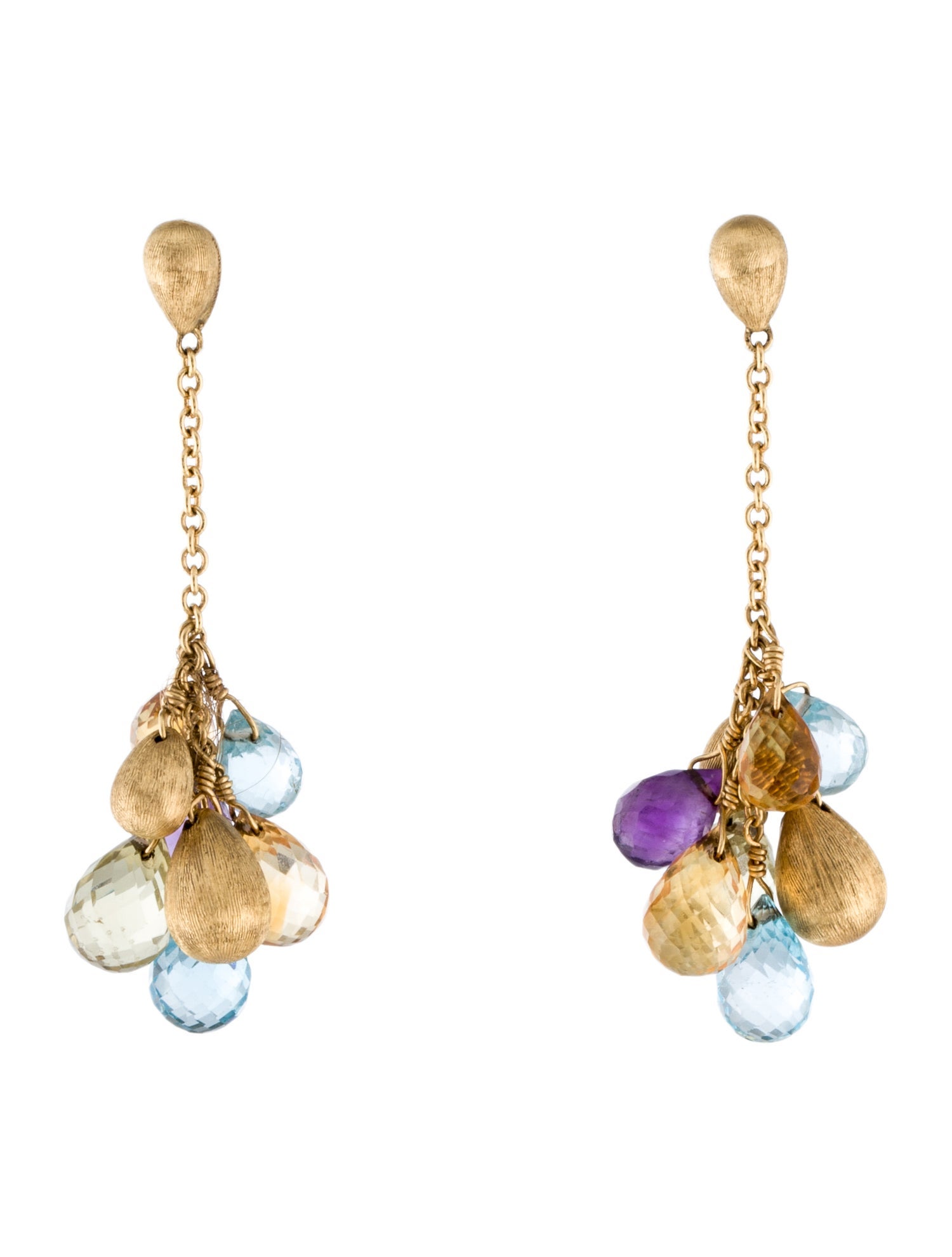 Marco Bicego 18K Topaz, Amethyst & Citrine Drop Earrings