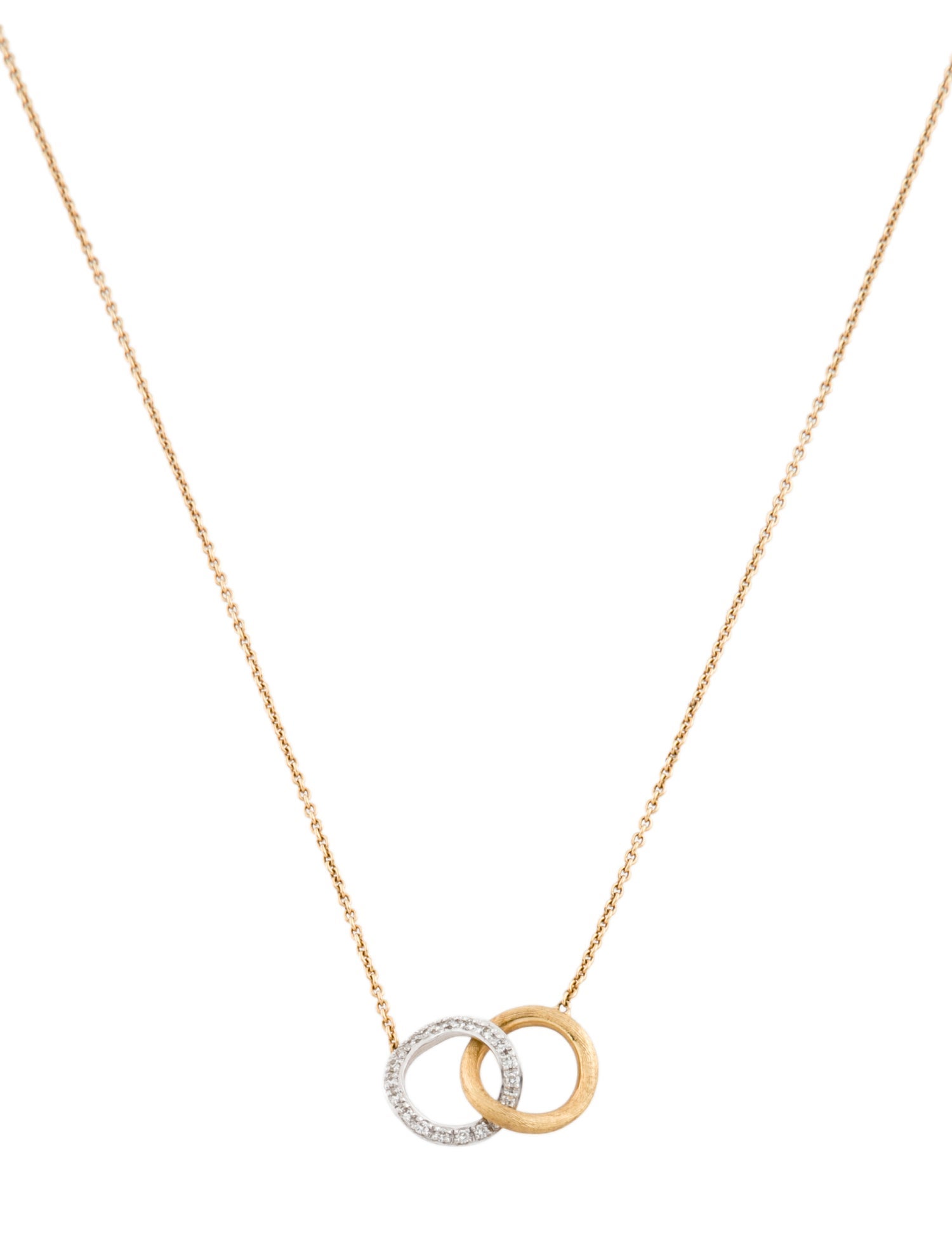 Marco Bicego 18K Diamond Delicati Interlocking Circles Pendant Necklace