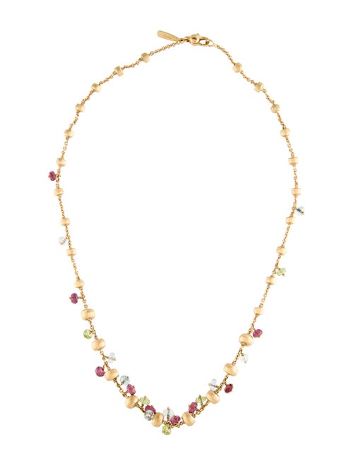 Marco Bicego 18K Rhodolite, Aquamarine & Peridot Station Necklace