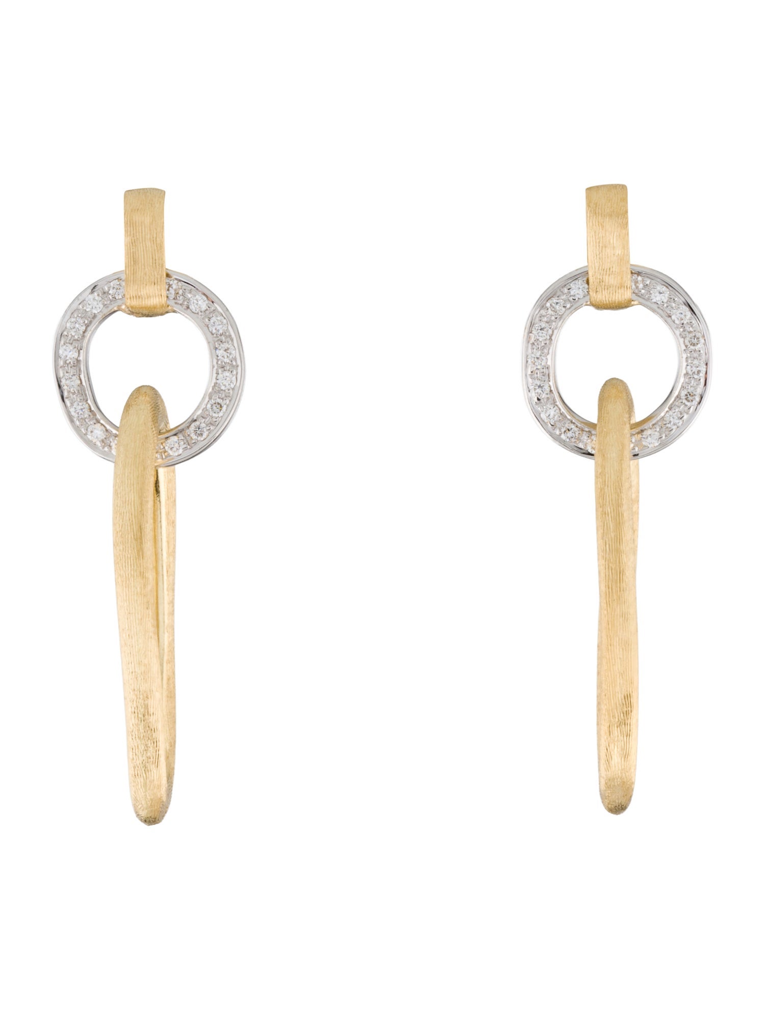 Marco Bicego Diamond Jaipur Textured Link Drop Earrings