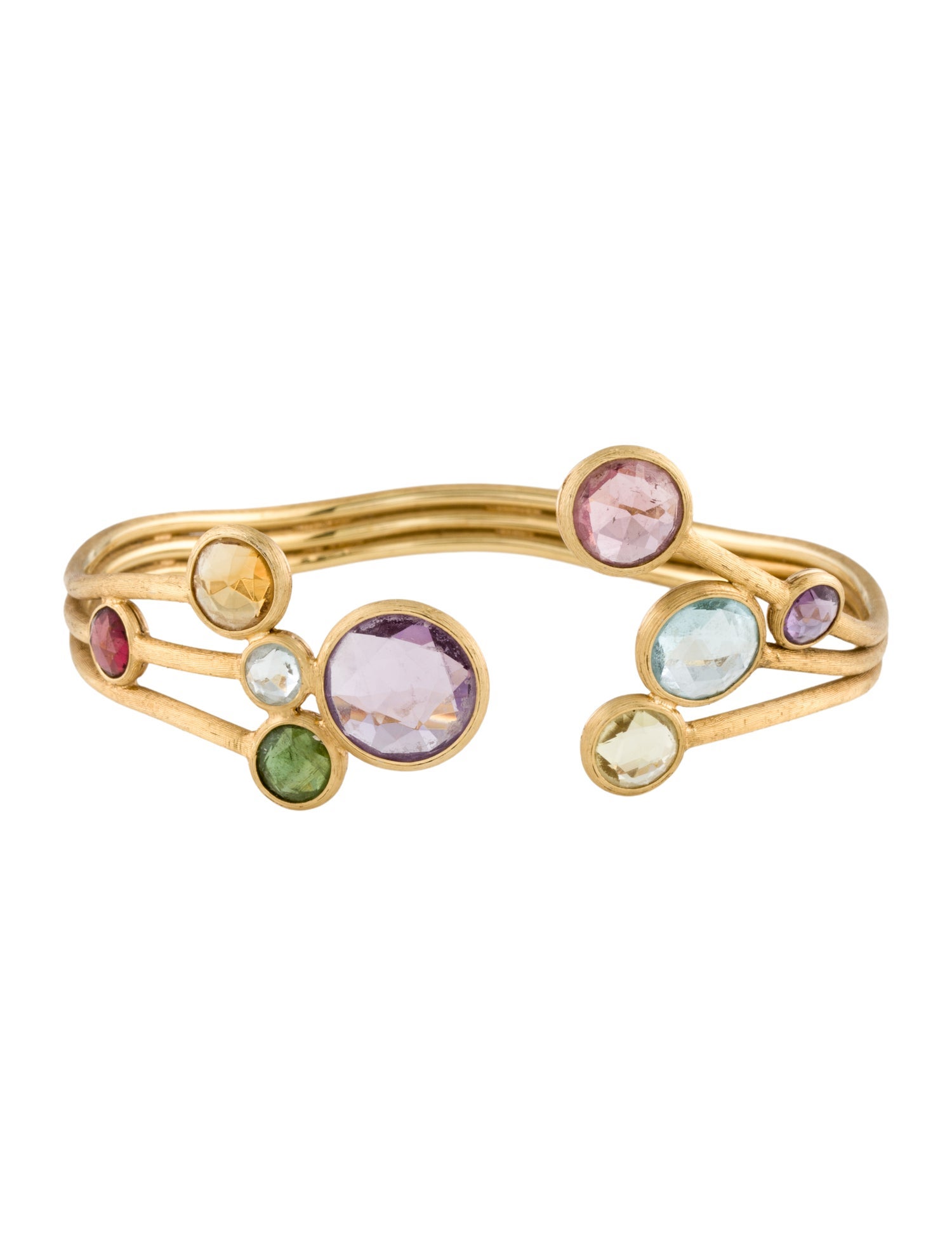 Marco Bicego 18K Multisone Three Row Cuff Bracelet