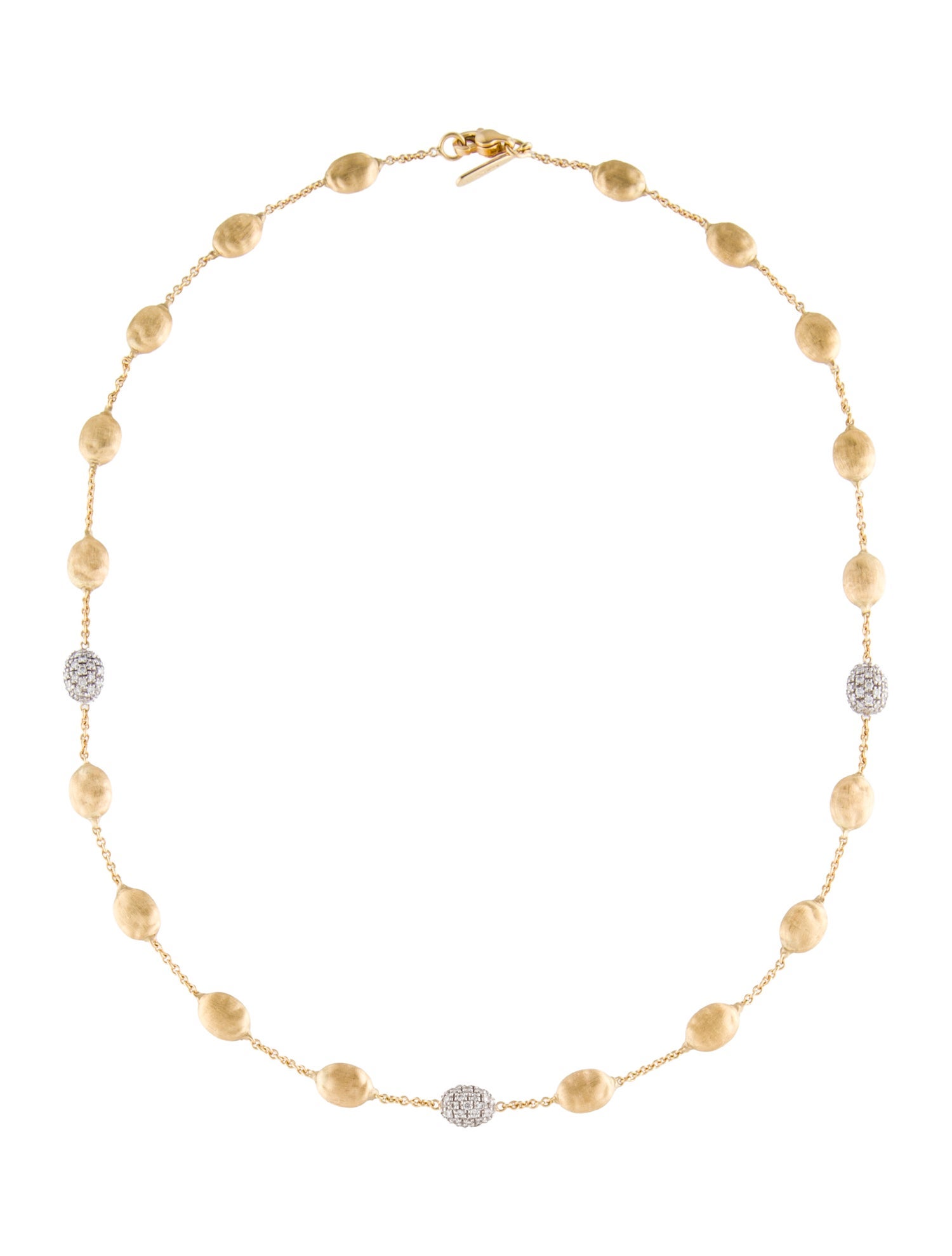 Marco Bicego 18K Diamond Siviglia Bean Station Necklace