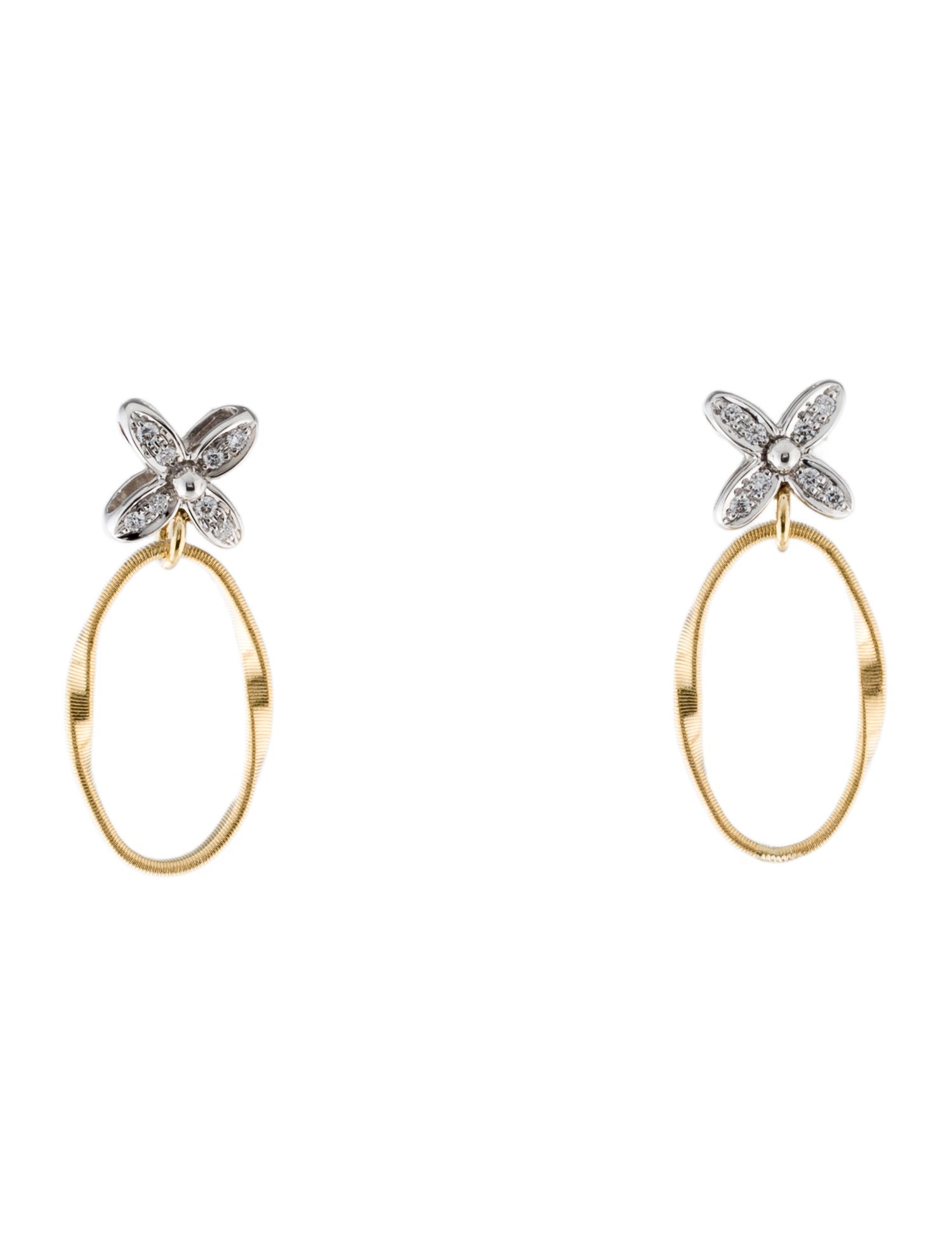 Marco Bicego 18K Diamond Marrakech Onde Diamond Flower Drop Earrings