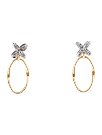 Marco Bicego 18K Diamond Marrakech Onde Diamond Flower Drop Earrings