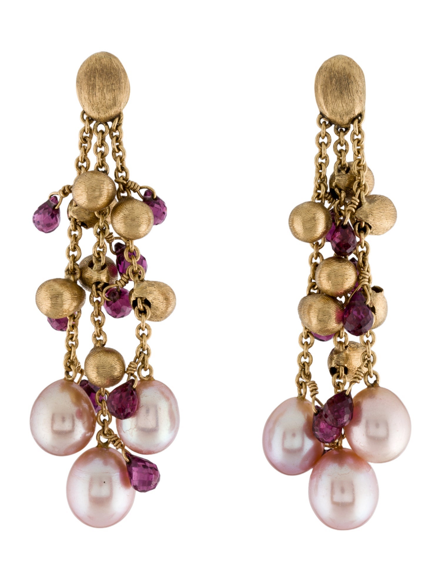 Marco Bicego 18K Pearl & Rhodolite Paradise Drop Earrings