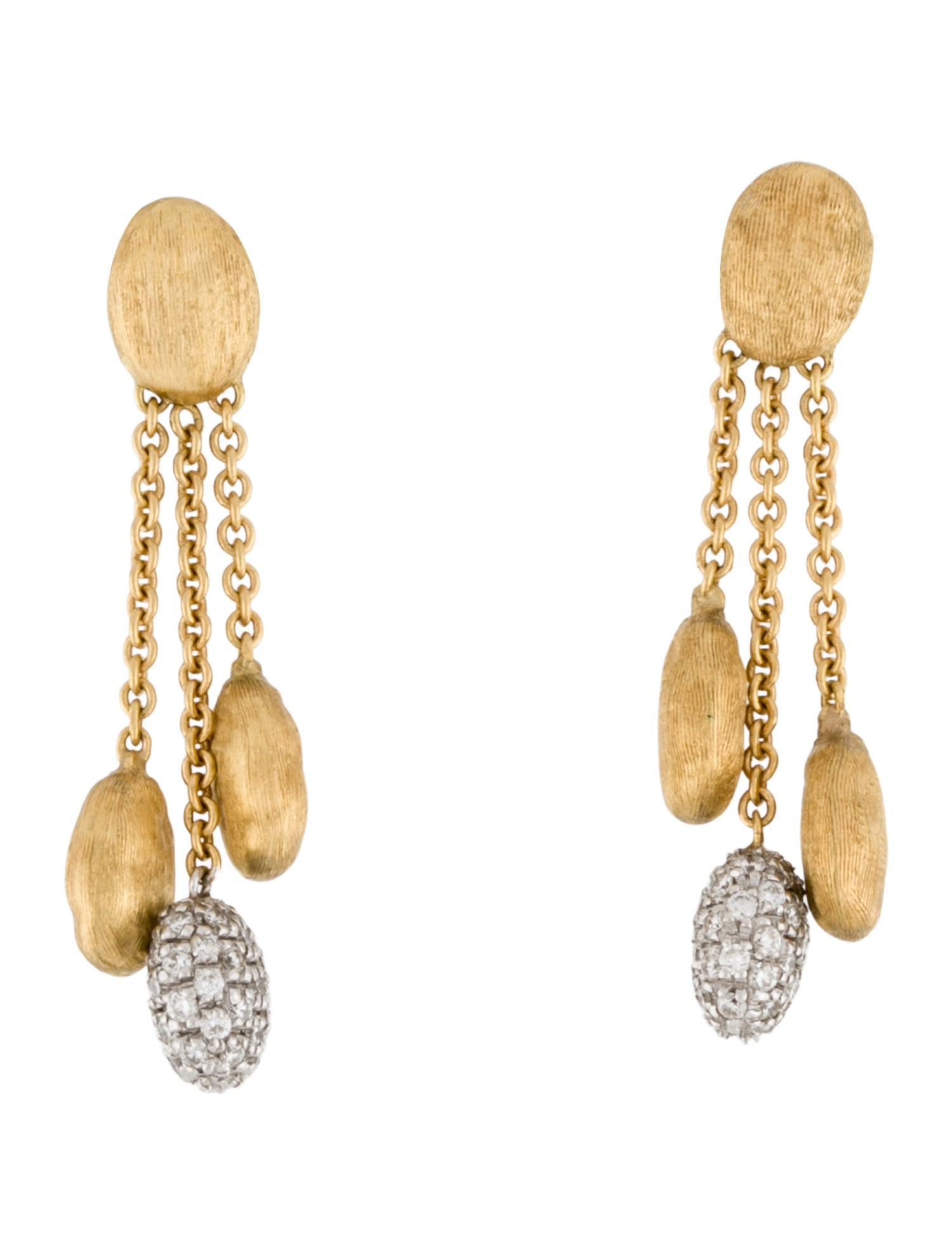 Marco Bicego 18K Diamond Siviglia Three Strand Drop Earrings