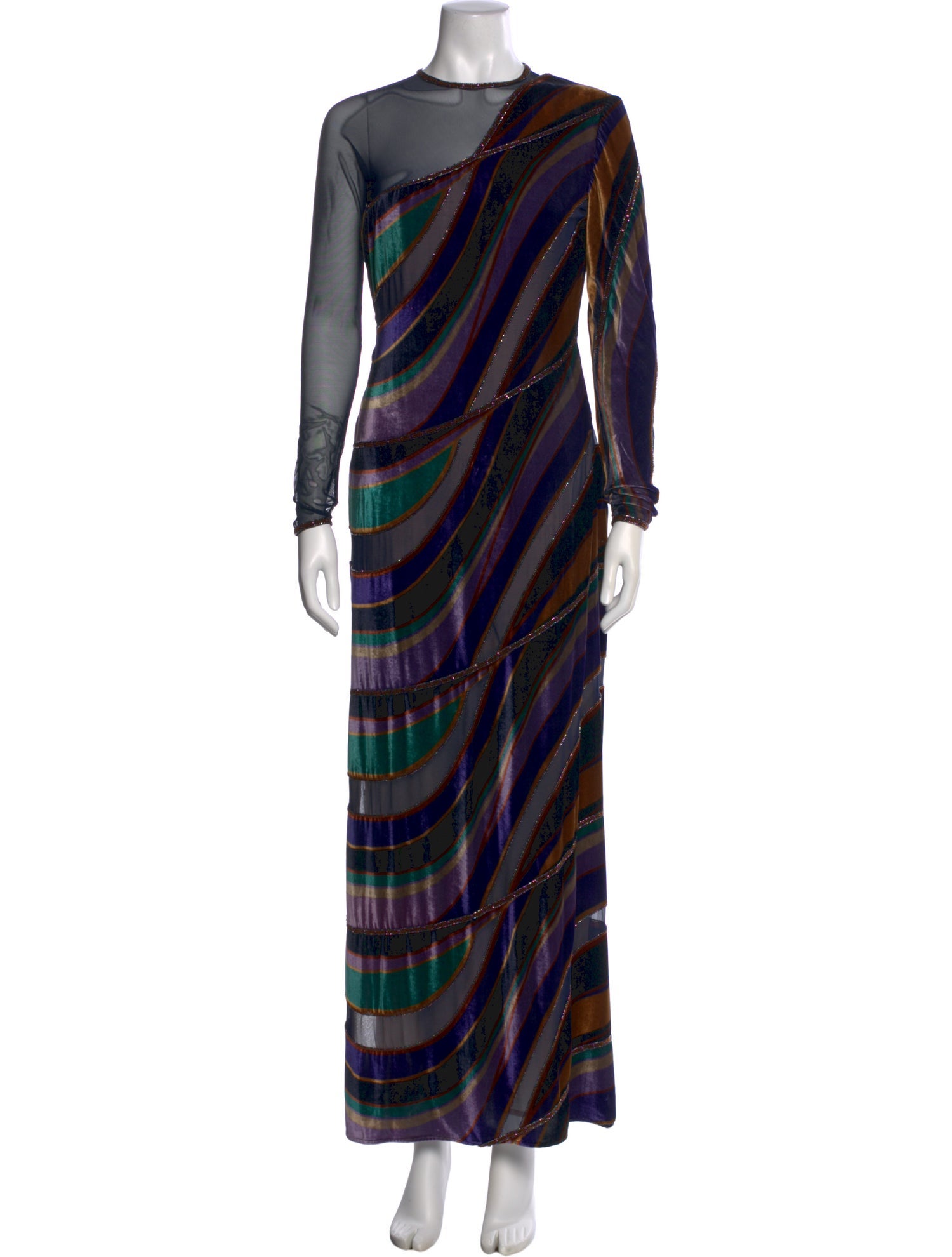 Michael Casey Striped Long Dress
