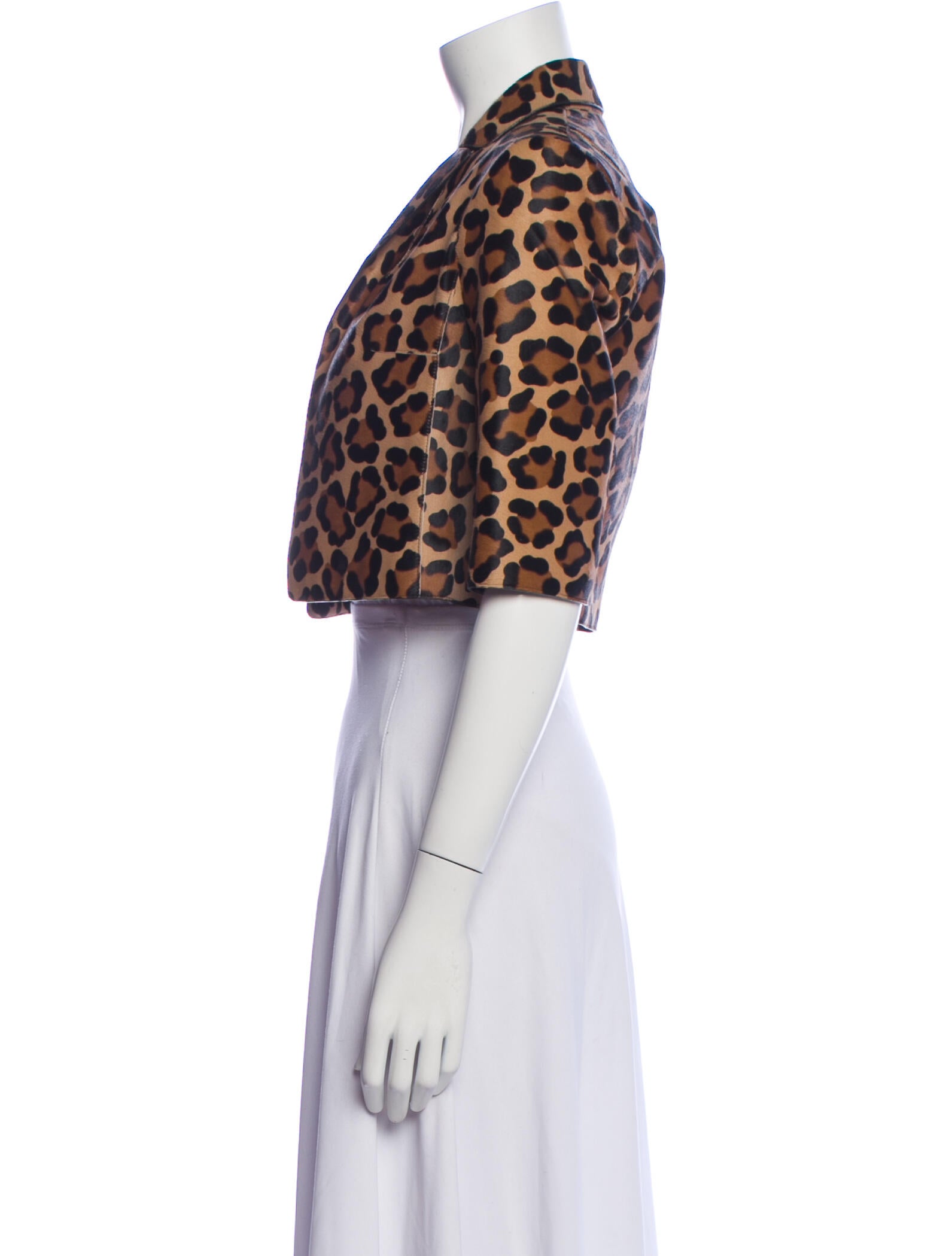 Michael Kors Collection Lamb Leather Animal Print Bolero Brown