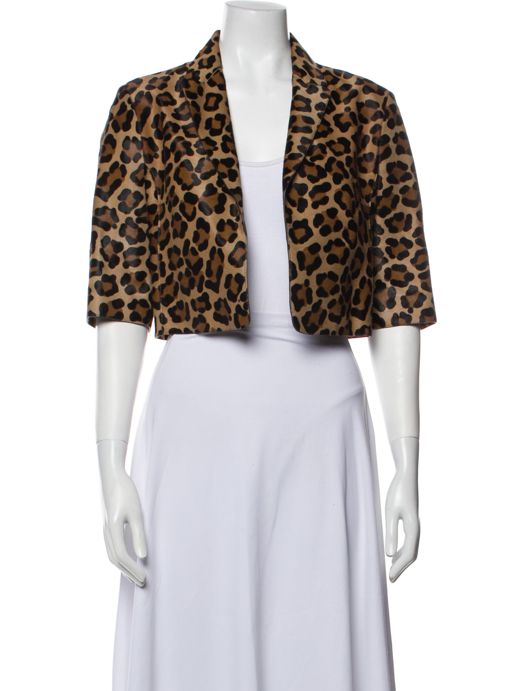 Michael Kors Collection Lamb Leather Animal Print Bolero Neutrals