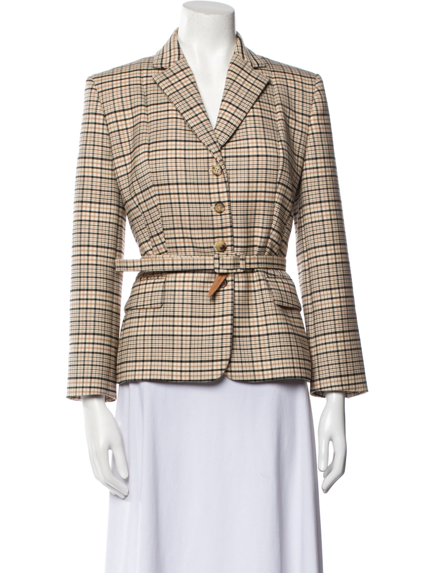 Michael Kors Collection Virgin Wool Plaid Print Blazer