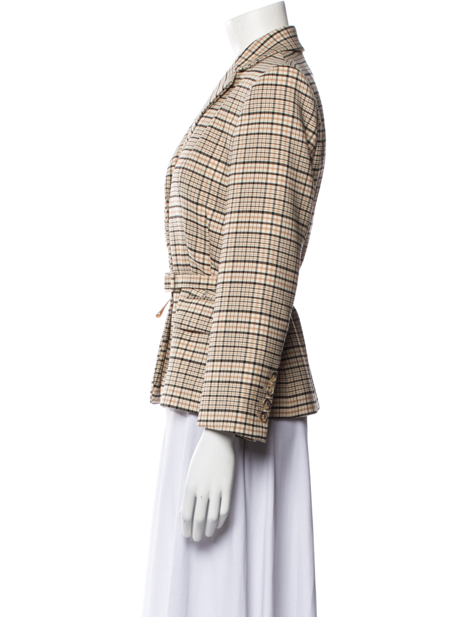 Michael Kors Collection Virgin Wool Plaid Print Blazer