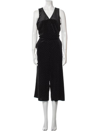 Michael Kors Collection Polka Dot Print V-Neck Jumpsuit