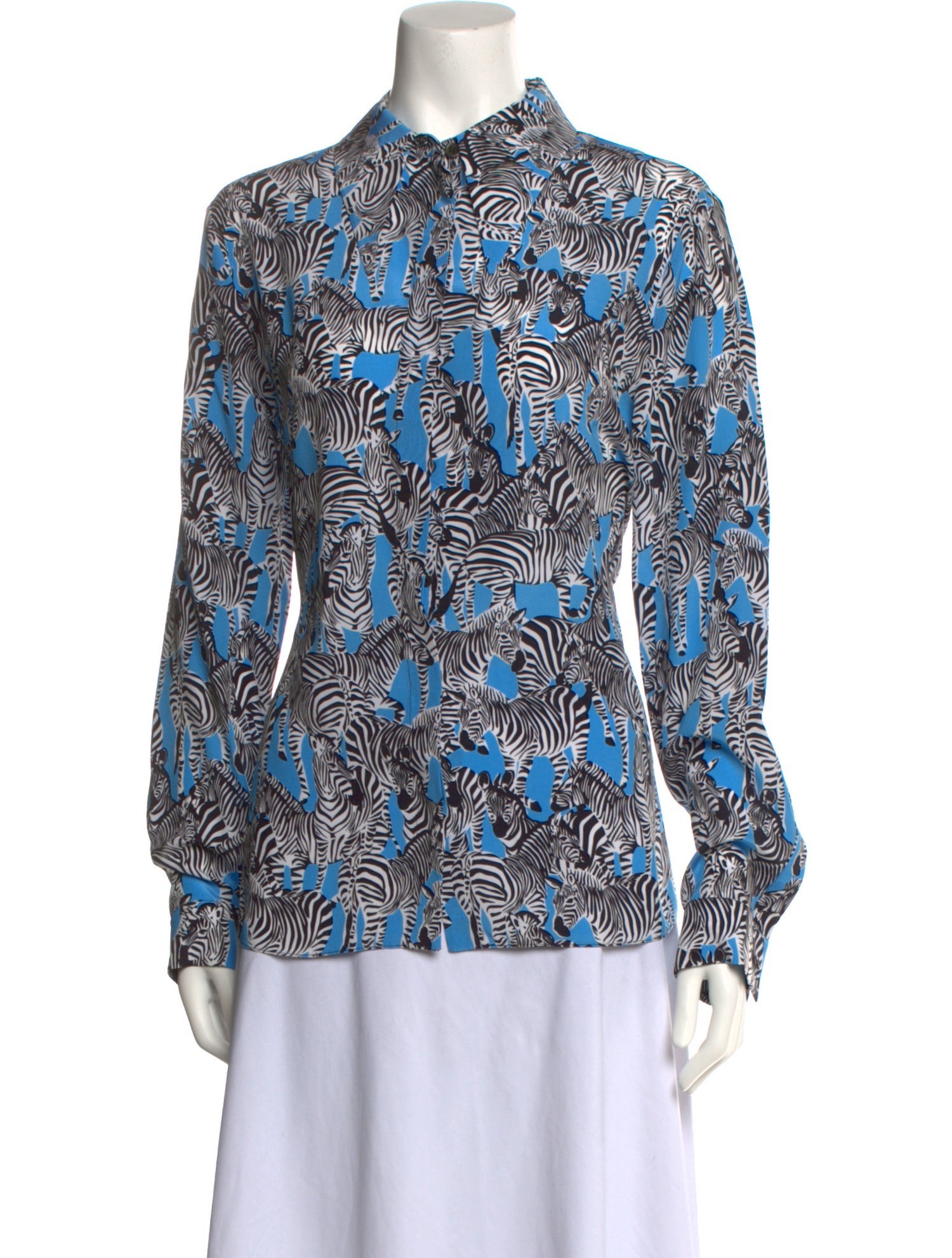 Michael Kors Collection Silk Printed Button-Up Top
