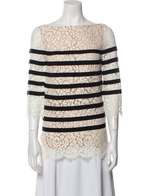 Michael Kors Collection Lace Pattern Bateau Neckline Blouse