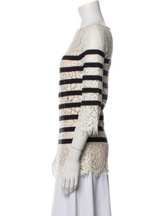 Michael Kors Collection Lace Pattern Bateau Neckline Blouse