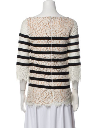 Michael Kors Collection Lace Pattern Bateau Neckline Blouse