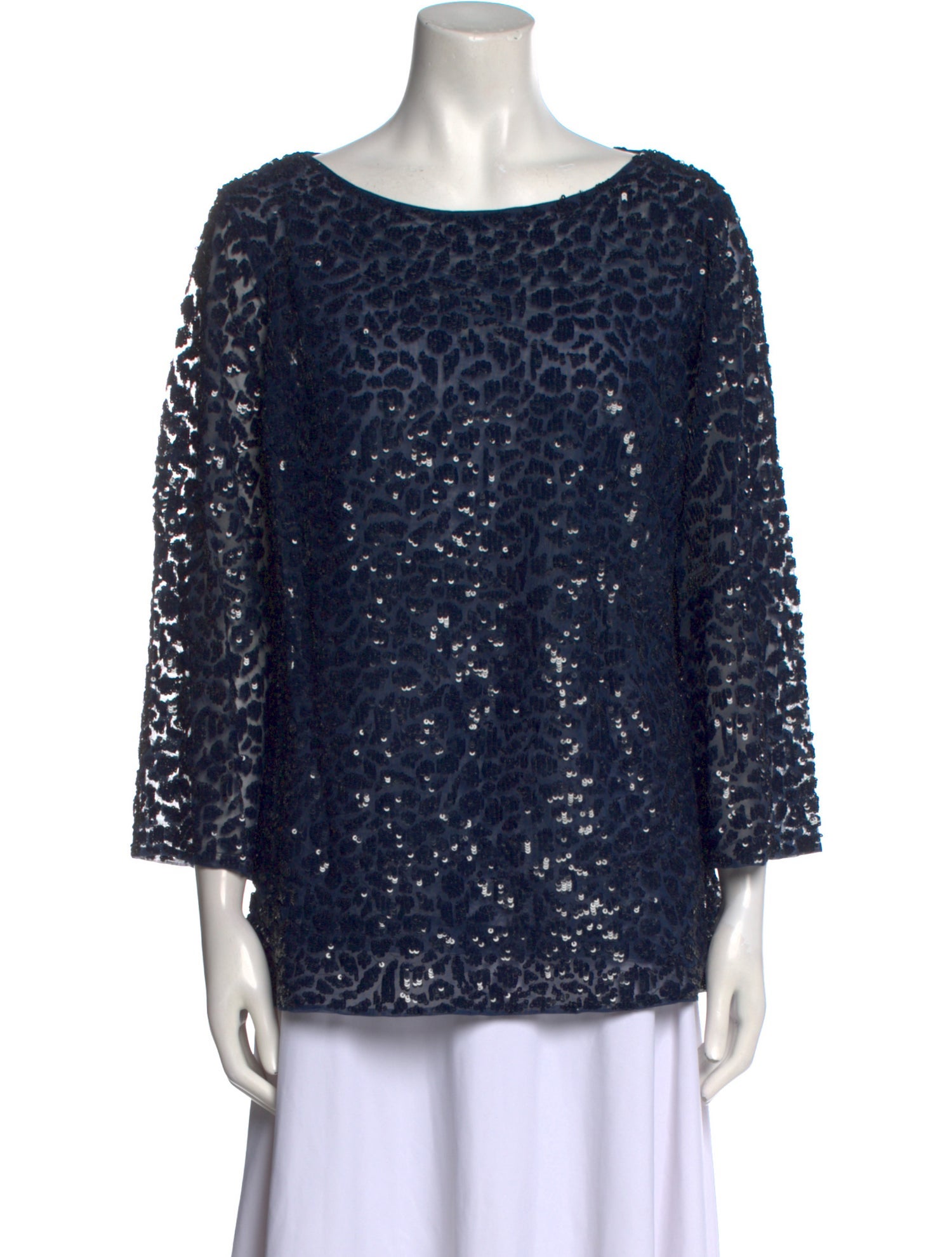 Michael Kors Collection Bateau Neckline Three-Quarter Sleeve Tunic