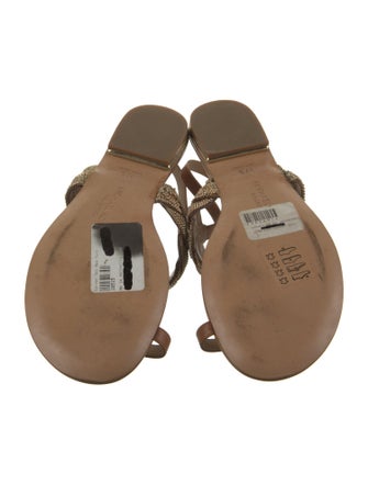 Michael Kors Collection Leather Chain-Link Accents Slingback Sandals