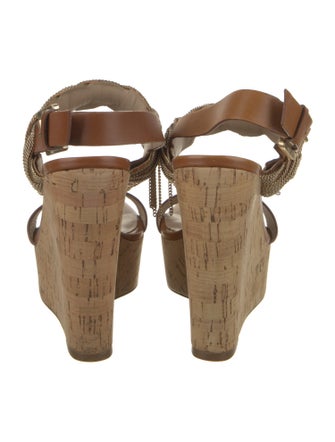 Michael Kors Collection Leather Chain-Link Accents Sandals