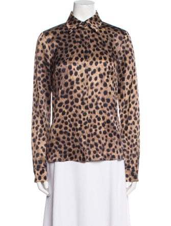 Michael Kors Collection Silk Animal Print Button-Up Top