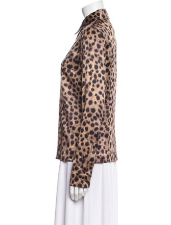 Michael Kors Collection Silk Animal Print Button-Up Top