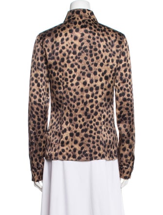 Michael Kors Collection Silk Animal Print Button-Up Top