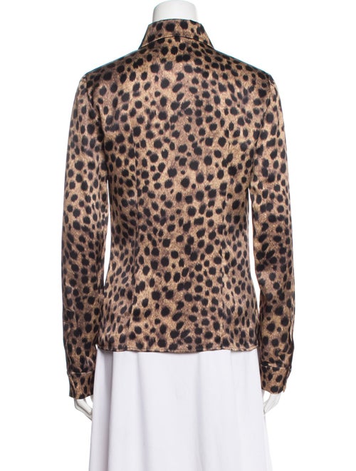 Michael Kors Collection Silk Animal Print Button-Up Top