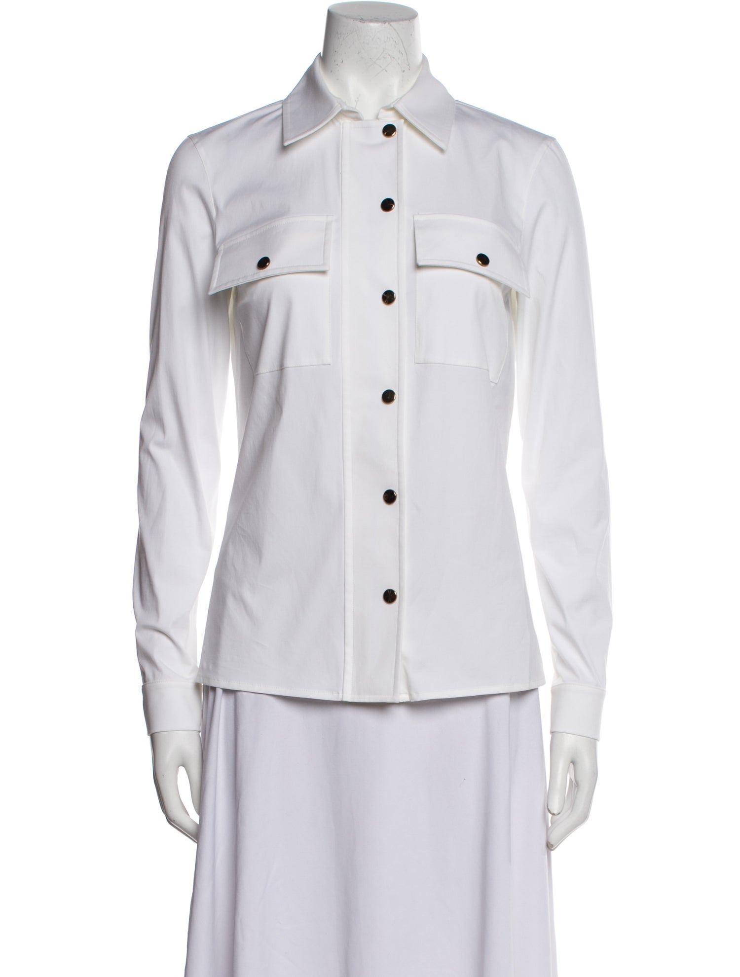 Michael Kors Collection Long Sleeve Button-Up Top