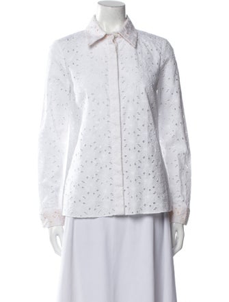 Michael Kors Collection Floral Print Long Sleeve Button-Up Top