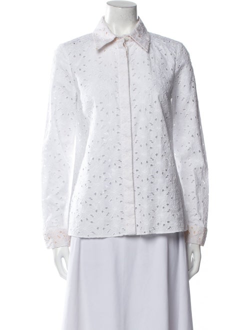 Michael Kors Collection Floral Print Long Sleeve Button-Up Top