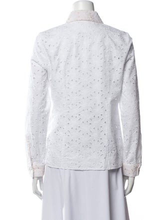 Michael Kors Collection Floral Print Long Sleeve Button-Up Top