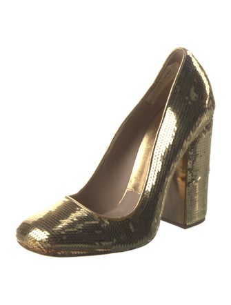 Michael Kors Collection Sequins Leather Trim Embellishment Pumps