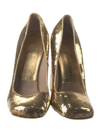 Michael Kors Collection Sequins Leather Trim Embellishment Pumps