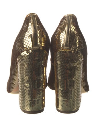 Michael Kors Collection Sequins Leather Trim Embellishment Pumps